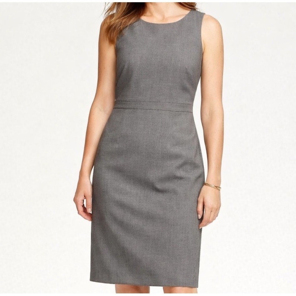 J. CREW Gray Sheath Dress Sleeveless Career Office‎ Knee Length Lined Women 10 M